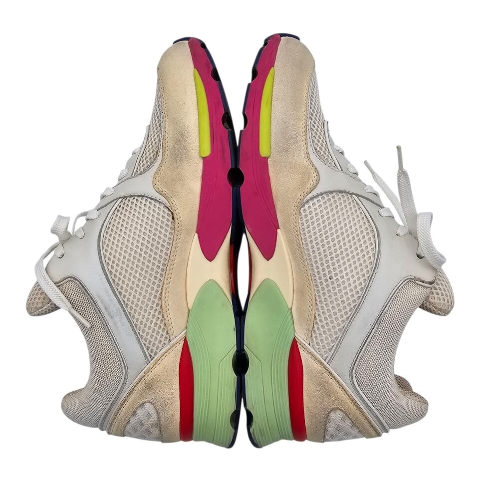 Chanel 16C CC Sneakers Cream Pink Green Suede Low Lace Up Size 38.5 US 7.5 8 - Picture 7 of 11